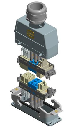 Ethernet and power in harting assembly